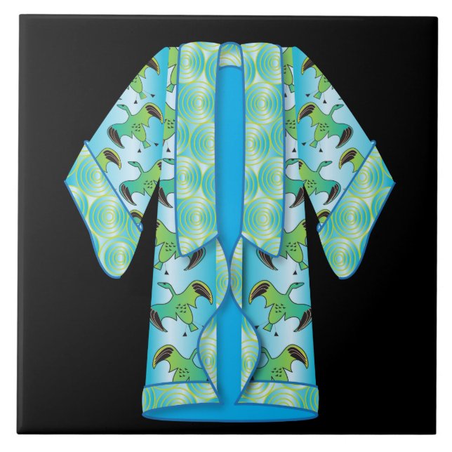 De Cerâmica Azulejo Cerâmico Kimono Azul (Frente)