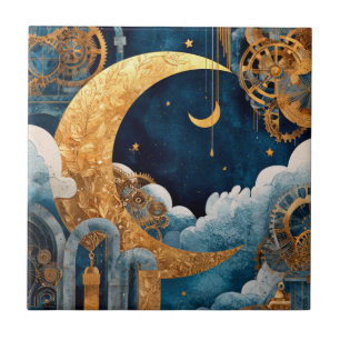 De Cerâmica Azulejo Cerâmico Lua Steampunk Aquarela