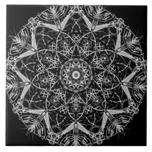 De Cerâmica Azulejo Cerâmico Mandala Preto e Branco