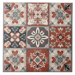 De Cerâmica Azulejo Cerâmico Mediterrâneo Vermelho e Cinza