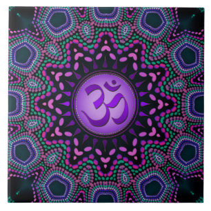 De Cerâmica Azulejo cerâmico Moderno Roxo Om Mandala