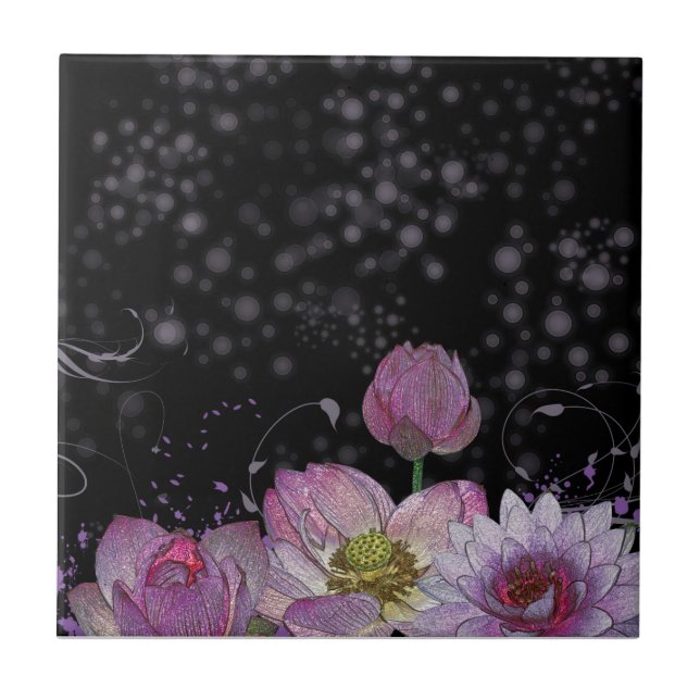 De Cerâmica Azulejo cerâmico Mystical da foto dos lótus (4,25" (Frente)