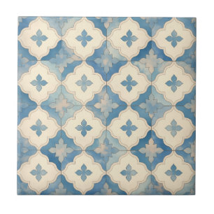 De Cerâmica Azulejo cerâmico Ornamentado azul e bege