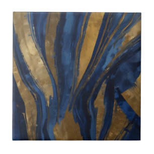 De Cerâmica Azulejo cerâmico ouro e azul profundo