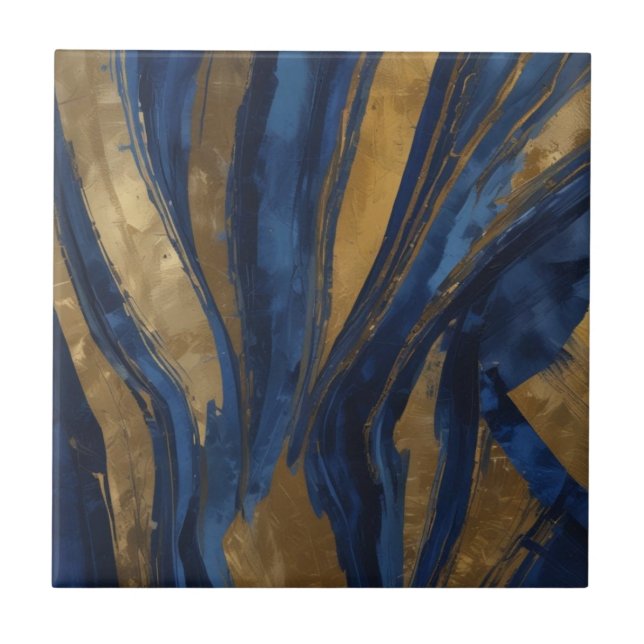 De Cerâmica Azulejo cerâmico ouro e azul profundo (Frente)