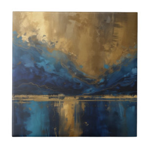 De Cerâmica Azulejo cerâmico ouro e azul profundo