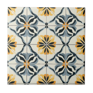 De Cerâmica Azulejo Cerâmico Padrão Dourado Azul e Branco Esma