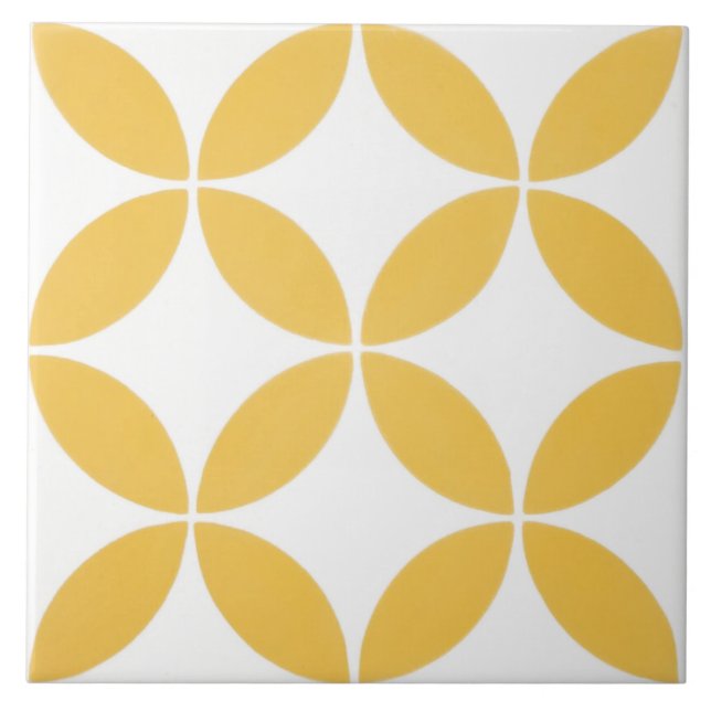 De Cerâmica Azulejo Cerâmico - Padrão Moderno Amarelo e Branco (Frente)