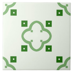 De Cerâmica Azulejo cerâmico - Padrão verde em branco