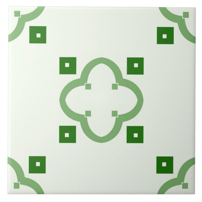 De Cerâmica Azulejo cerâmico - Padrão verde em branco (Frente)