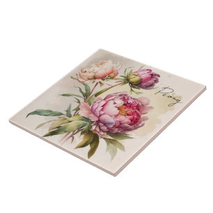 De Cerâmica Azulejo cerâmico/Peônia Trivet-Floral
