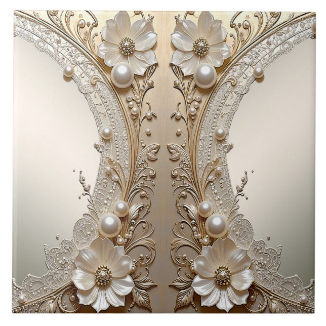 De Cerâmica Azulejo Cerâmico Pérolas Flores Brancas Modernas (Frente)