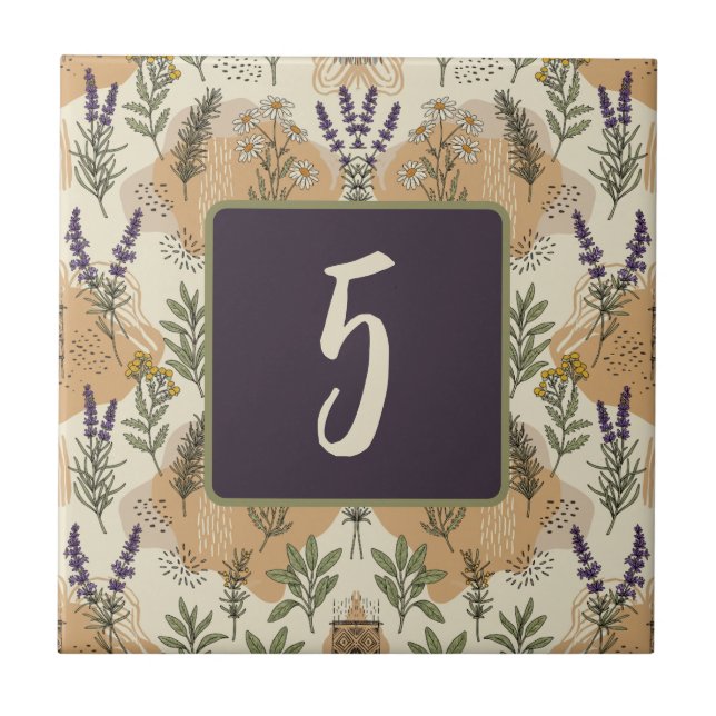 De Cerâmica Azulejo Cerâmico Personalizável com Flores Herbais (Frente)