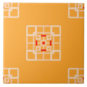 De Cerâmica Azulejo cerâmico - Pêssego e vermelho sobre padrão