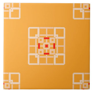 De Cerâmica Azulejo cerâmico - Pêssego e vermelho sobre padrão