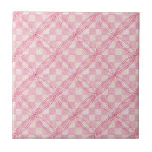 De Cerâmica Azulejo cerâmico PINK CHECK QUILT 4,25"