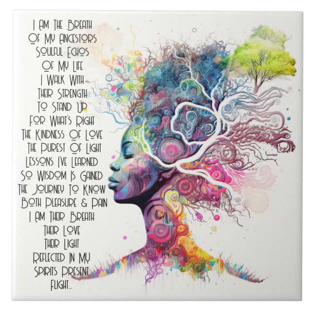 De Cerâmica Azulejo cerâmico Poem do Ancestor da Mulher Inspir (Frente)