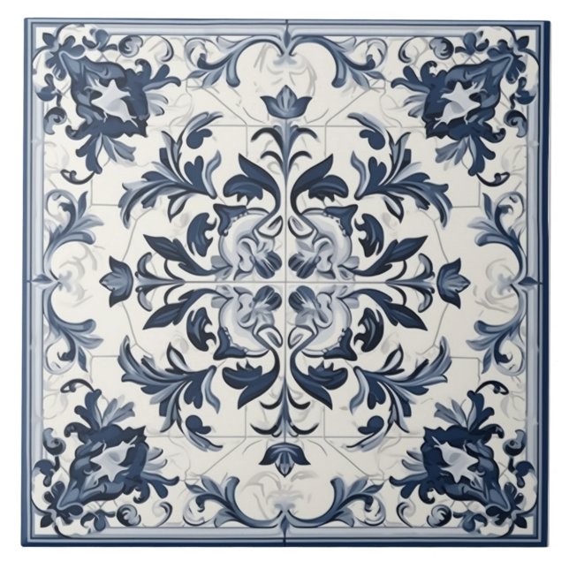 De Cerâmica Azulejo cerâmico português azul e branco sem aspec (Frente)
