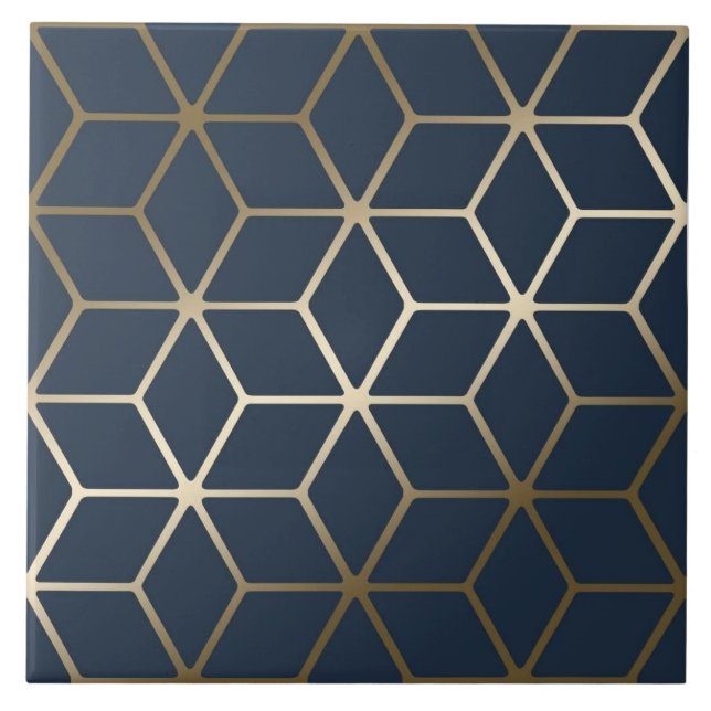 De Cerâmica Azulejo cerâmico - Prata Geométrica e Azul/Cinza (Frente)