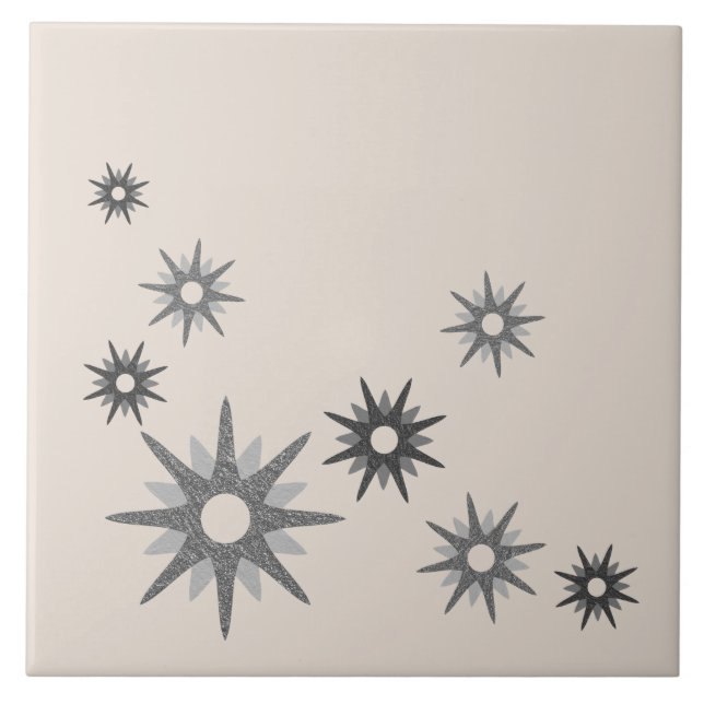 De Cerâmica Azulejo Cerâmico Prateado Estrela Explosão Moderno (Frente)