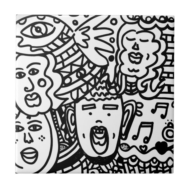 De Cerâmica Azulejo cerâmico - Preto e Branco (Frente)