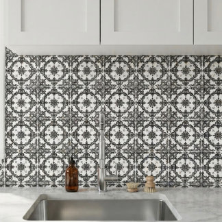 De Cerâmica Azulejo cerâmico preto e branco barroco vintage or