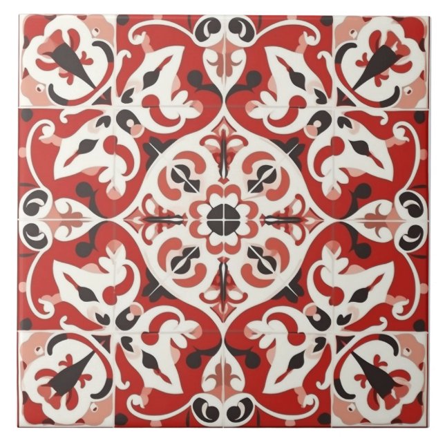 De Cerâmica Azulejo cerâmico Red & Black Mediterranean (Frente)