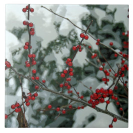 De Cerâmica Azulejo cerâmico Red Frozen Winter Berries Holidy