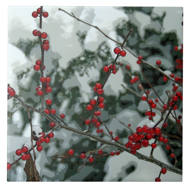 De Cerâmica Azulejo cerâmico Red Frozen Winter Berries Holidy (Frente)