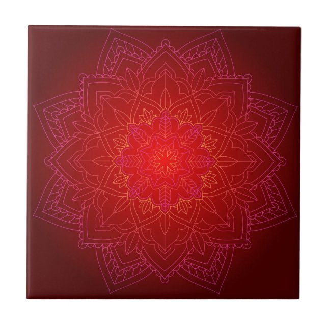 De Cerâmica Azulejo cerâmico Red Mandala (Frente)