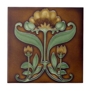 De Cerâmica Azulejo cerâmico - Reprodução Floral Art Nouveau