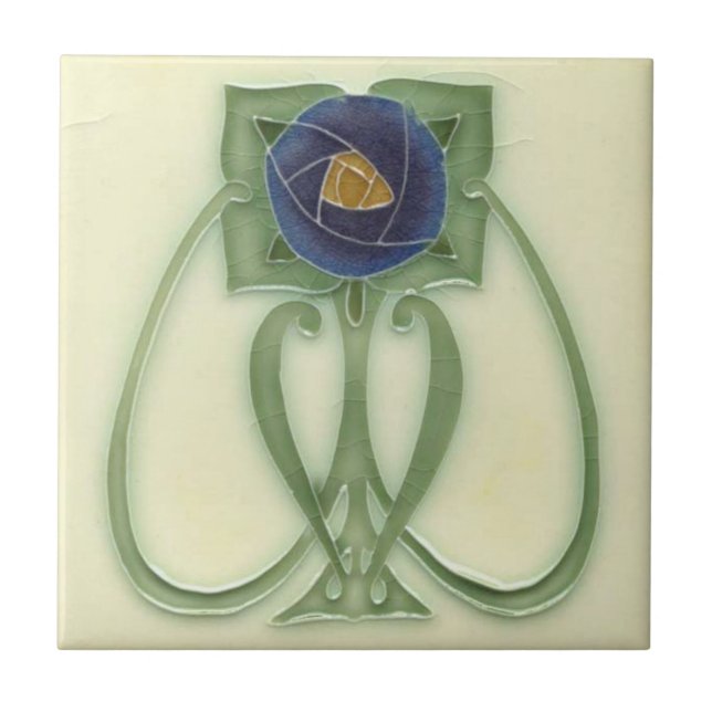 De Cerâmica Azulejo cerâmico - Reproduction Blue Rosa Vintage (Frente)