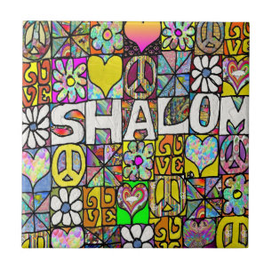 De Cerâmica Azulejo Cerâmico Retro Psicodélico Shalom LOVE dos