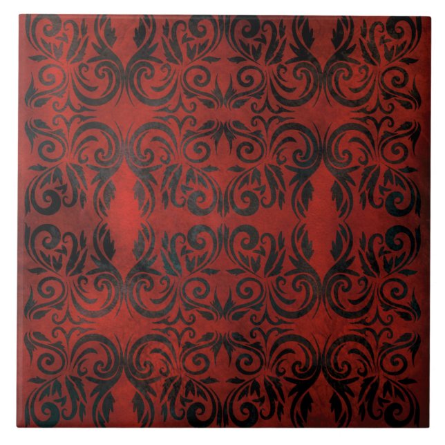 De Cerâmica azulejo cerâmico romântico elegante preto mandala (Frente)