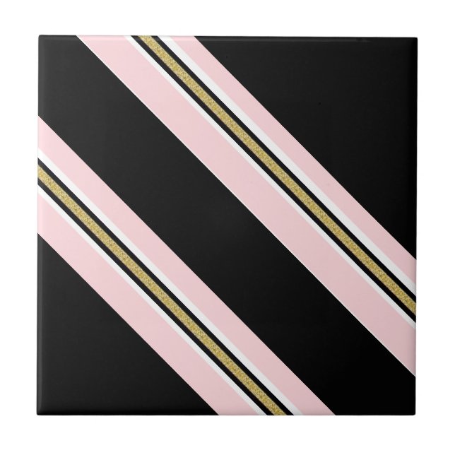 De Cerâmica Azulejo Cerâmico Rosa e Branco com Faixa Preta Dou (Frente)