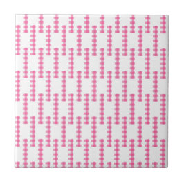 De Cerâmica Azulejo Cerâmico Rosa e Branco Listrado Quadrado