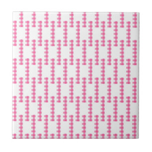 De Cerâmica Azulejo Cerâmico Rosa e Branco Listrado Quadrado