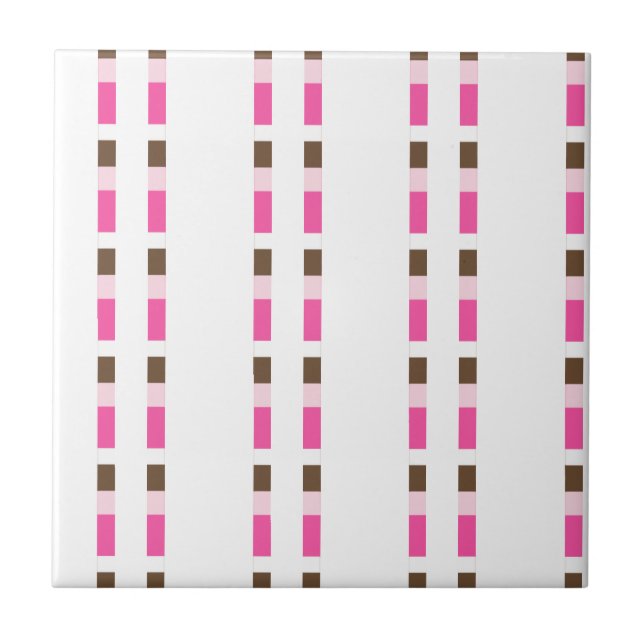 De Cerâmica Azulejo Cerâmico Rosa Marrom Branco Listrado (Frente)