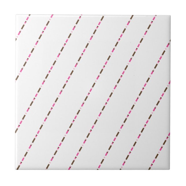 De Cerâmica Azulejo Cerâmico Rosa Marrom Branco Listrado (Frente)