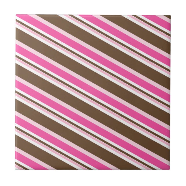 De Cerâmica Azulejo Cerâmico Rosa Marrom Branco Listrado (Frente)