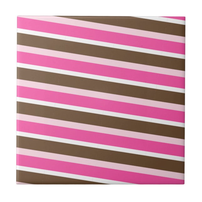 De Cerâmica Azulejo Cerâmico Rosa Marrom Branco Listrado (Frente)