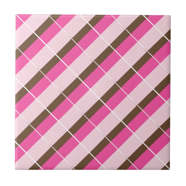 De Cerâmica Azulejo Cerâmico Rosa Marrom Branco Listrado (Frente)