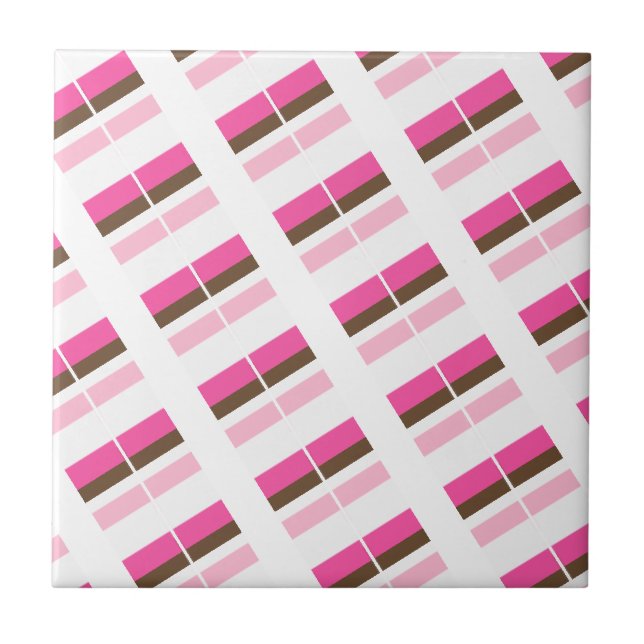 De Cerâmica Azulejo Cerâmico Rosa Marrom Branco Listrado (Frente)