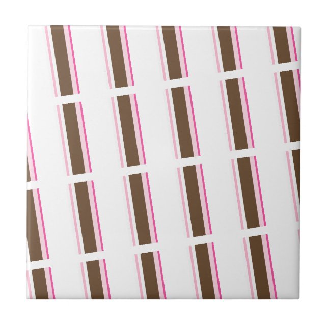 De Cerâmica Azulejo Cerâmico Rosa Marrom Branco Listrado (Frente)