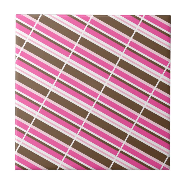 De Cerâmica Azulejo Cerâmico Rosa Marrom Branco Listrado (Frente)