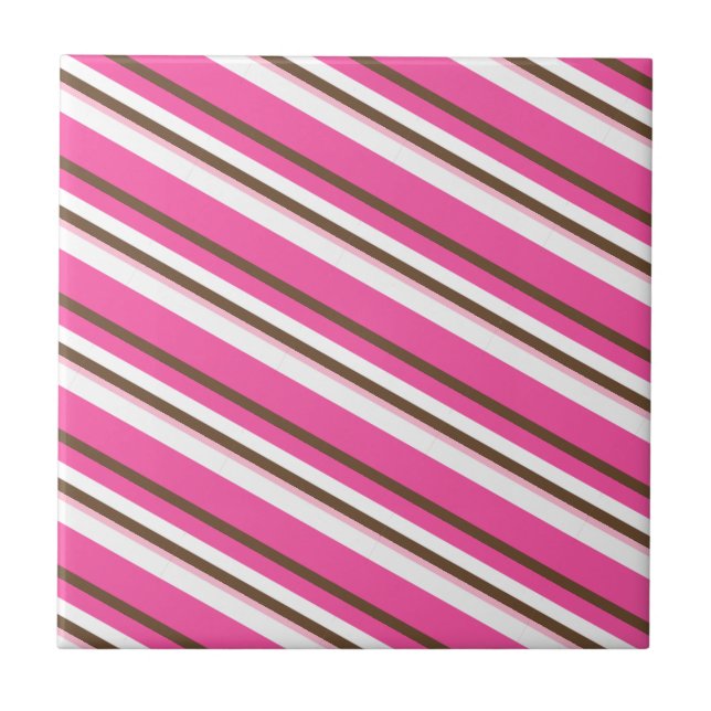 De Cerâmica Azulejo Cerâmico Rosa Marrom Branco Listrado (Frente)