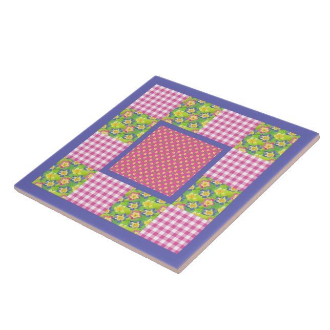 De Cerâmica Azulejo cerâmico: rosa: Primroses, Bolinhas, Gingh (Lateral)