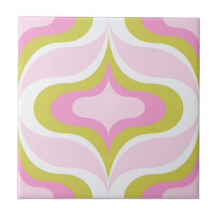 De Cerâmica Azulejo Cerâmico Rosa Verde Branco Padrão Retro