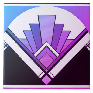 De Cerâmica Azulejo cerâmico - Sangria Art Deco Fan Design B/P