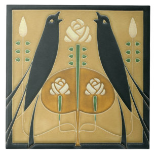 De Cerâmica Azulejo cerâmico - Songbird Art Nouveau Floral